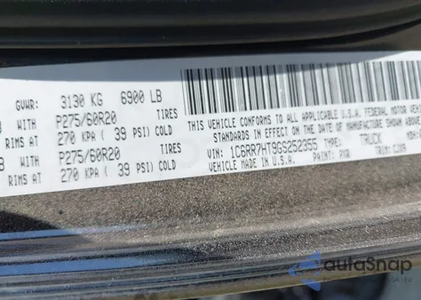 2016 Ram 1500 Sport z USA, uszkodzony, nr VIN 1C6RR7HT9GS252355